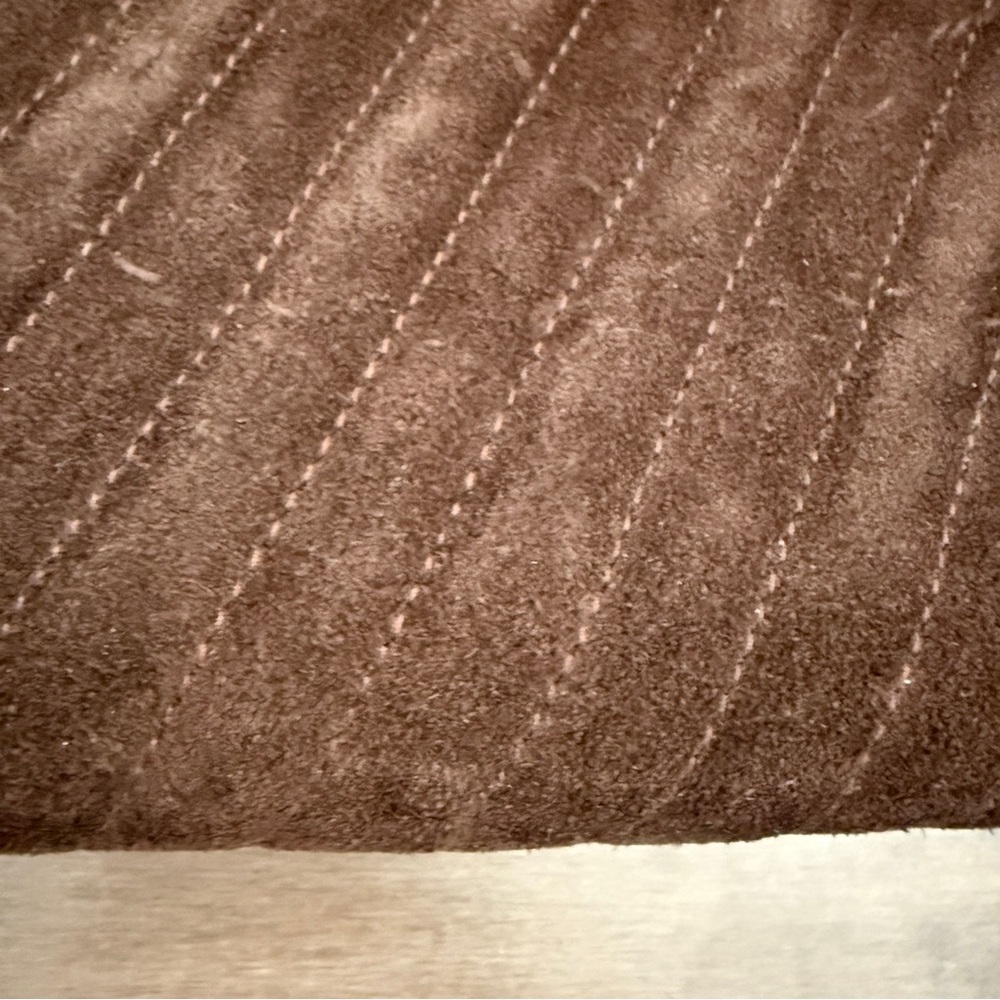 1960 1970 Vintage Brown Suede Pleated Fabric Clutch Handbag Gold Chain Purse - Picture 5 of 12